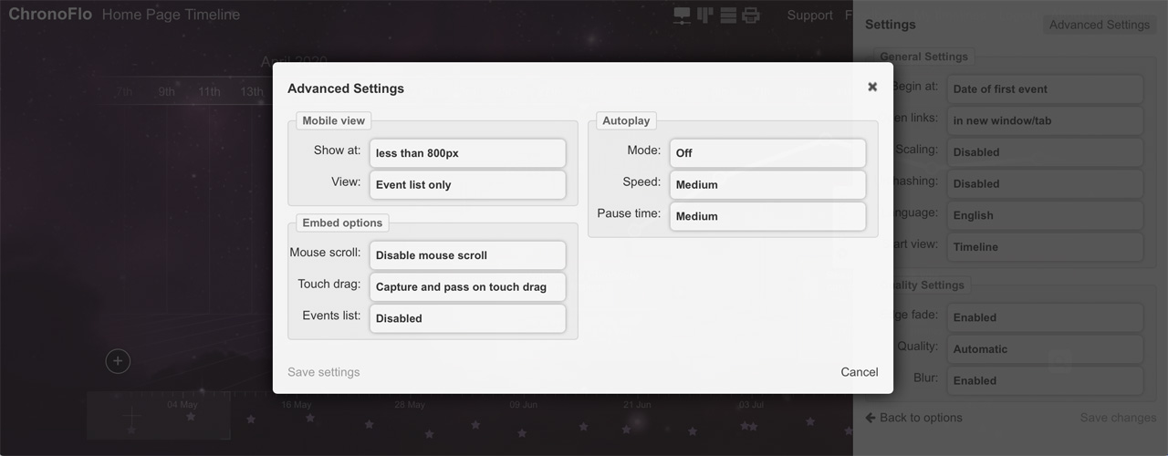 ChronoFlo's new advanced options